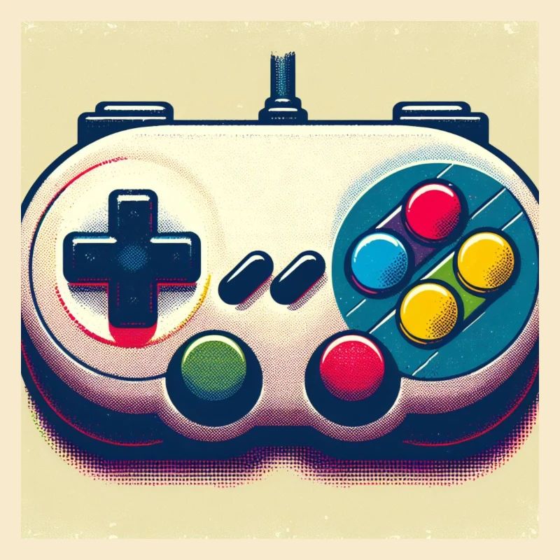 Retro Gamepad in Risograph