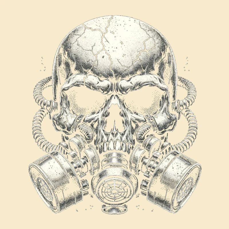 Zerbrochener Schädel mit zwei Filtern