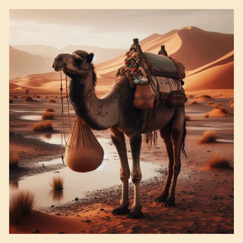 echtes Kamel in der Wüste A7