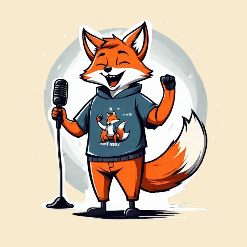 Singing fox singer with microphone