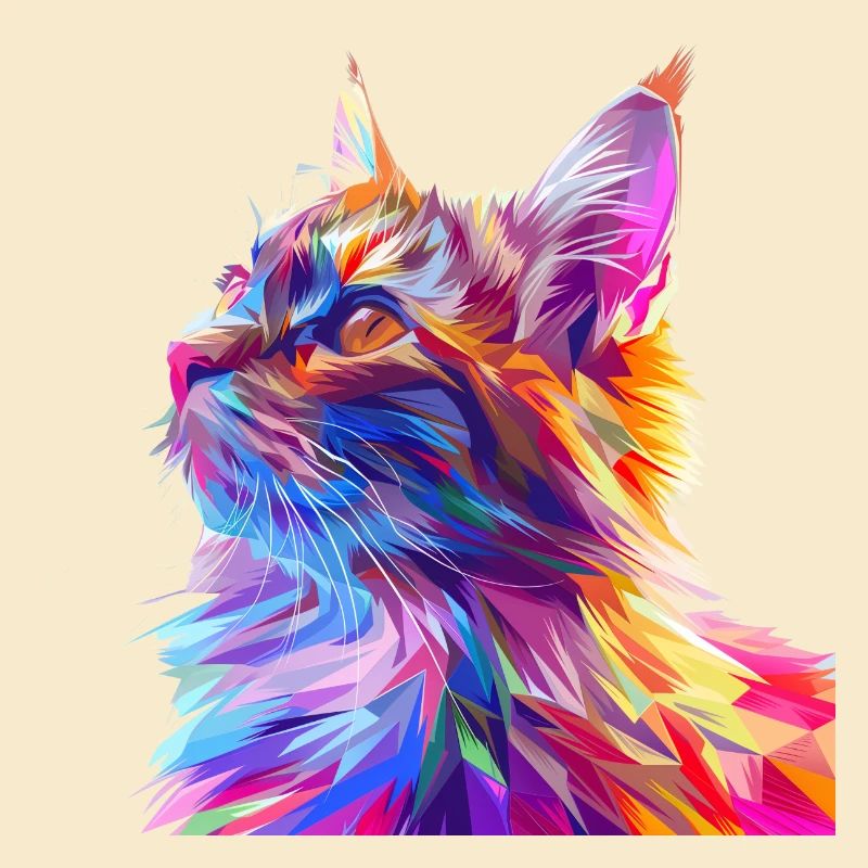 Polygon Cat Comic Style