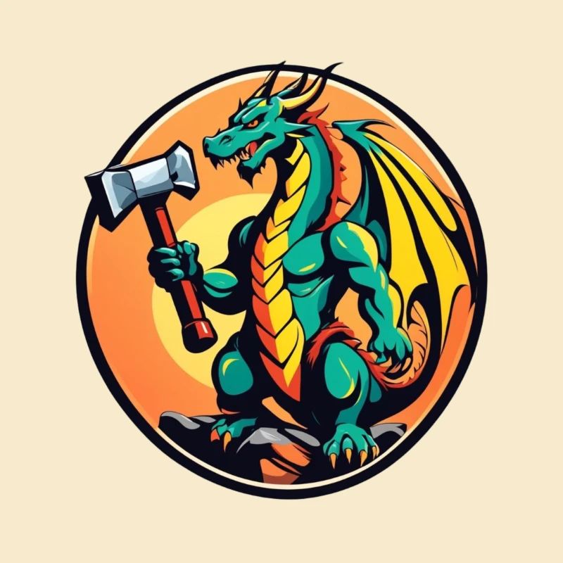 Dragon with a war hammer