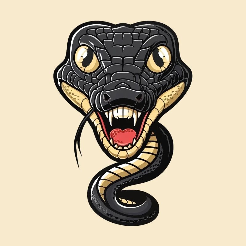 Serpent élégant avec gueule ouverte