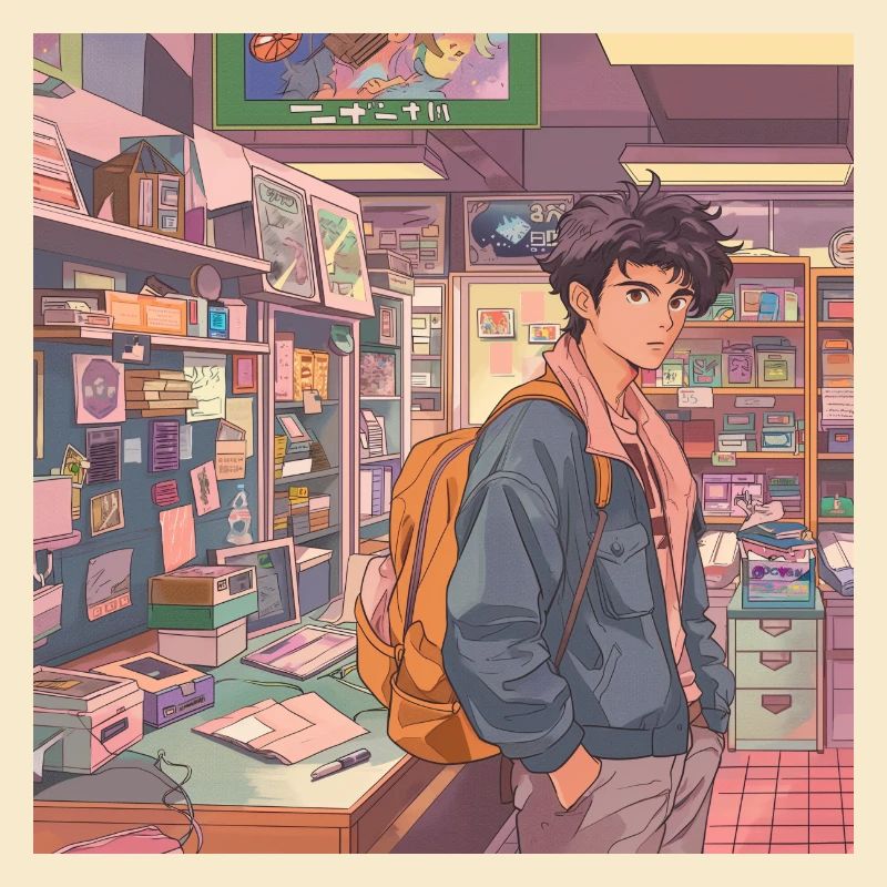Années 80 Anime Guy Calmant Impression de mode de haute qualité