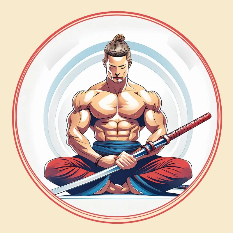 Meditierender Samurai mit Katana