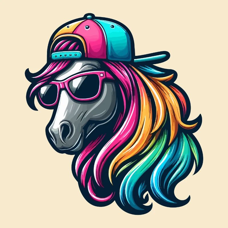 Cheval cool arc-en-ciel