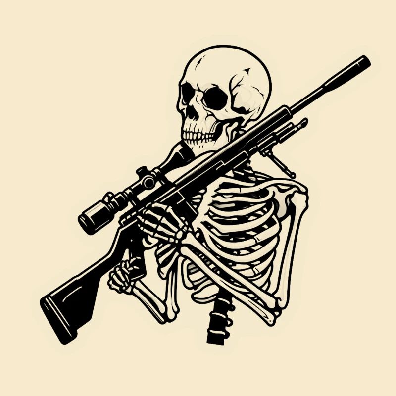 Skelett mit Scharfschützengewehr