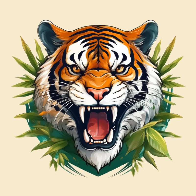 Wild angry animal pugnacious combative tiger
