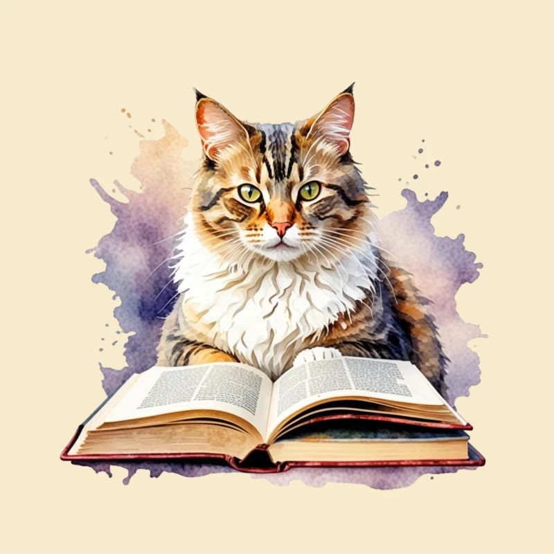 Cat with book