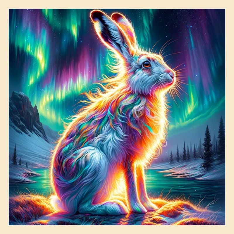Schneehase Aurora Borealis