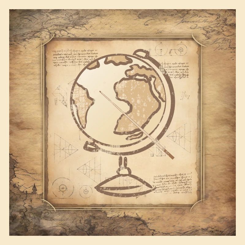Geography - Globe & Pointer / Vintage Art