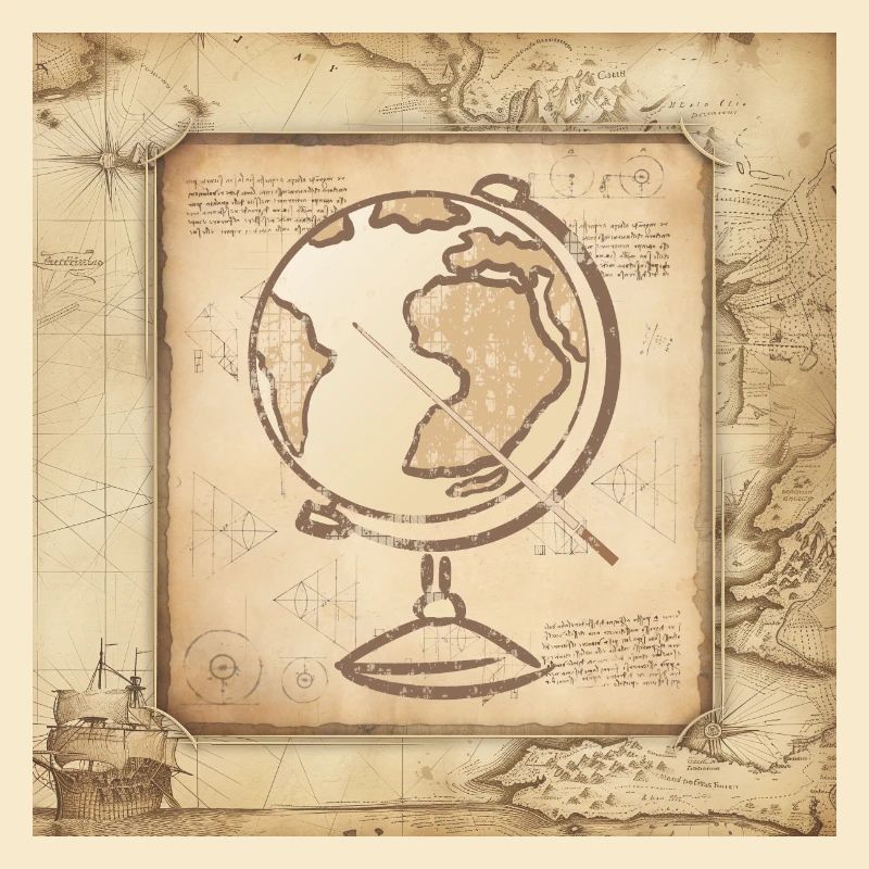 Geography - Globe & Pointer / Old World Map
