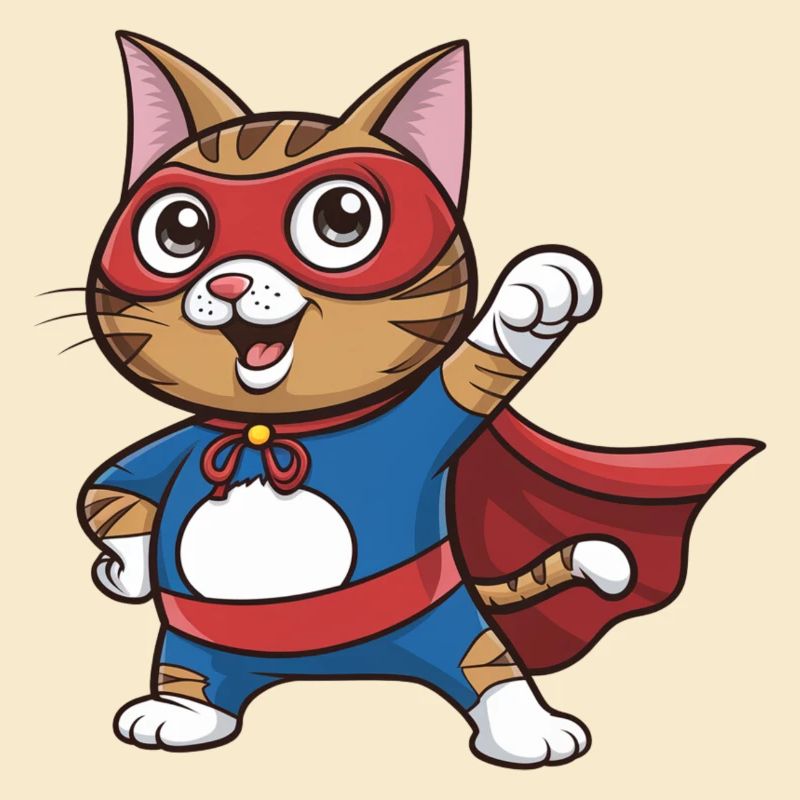 Katze im Superhelden-Umhang