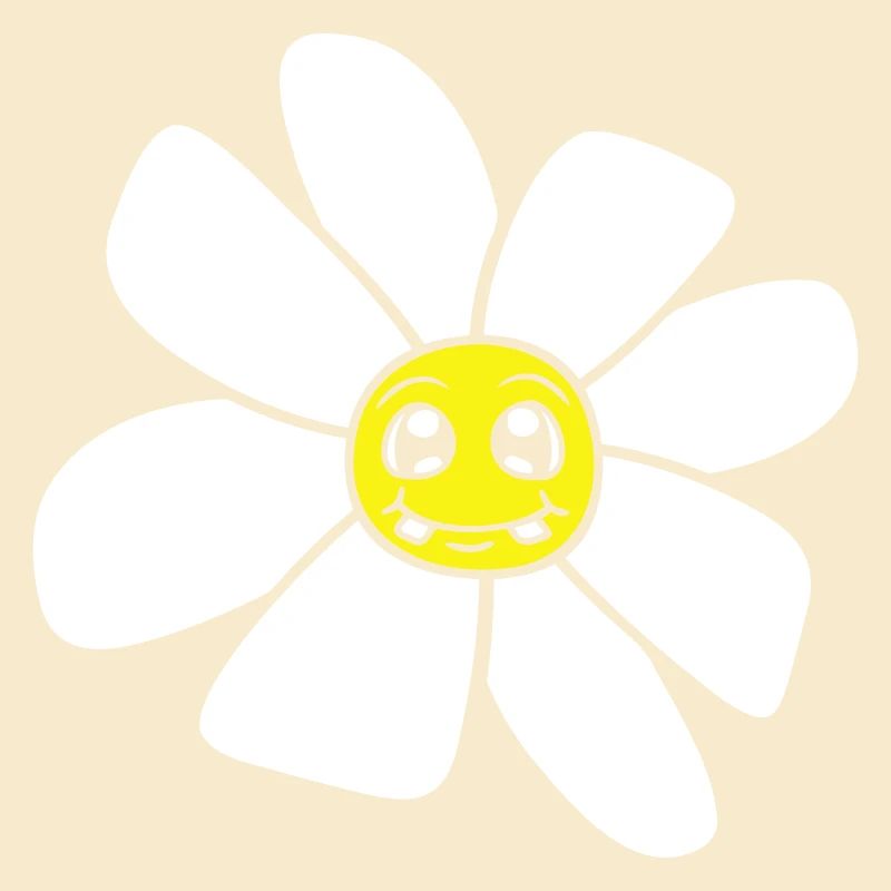 Petit drôle de fleur heureuse visage dessin animé