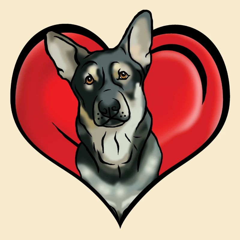 Comic Deutscher Schäferhund im Herz