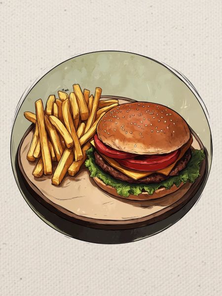 Klassischer Burger mit knusprigen Pommes