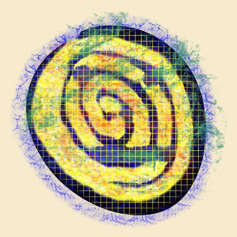 Yellow creative spiral with check pattern