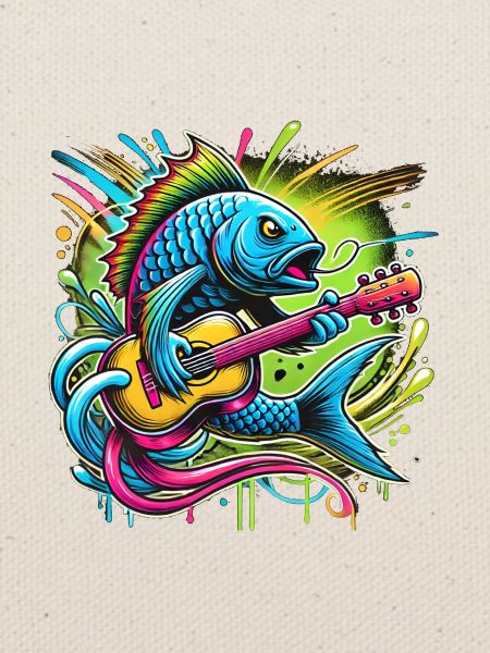 Singender Fisch mit Gitarre
