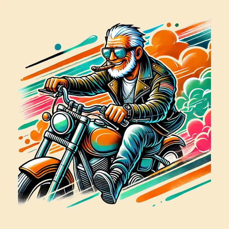 Cooler Opa auf Motorrad