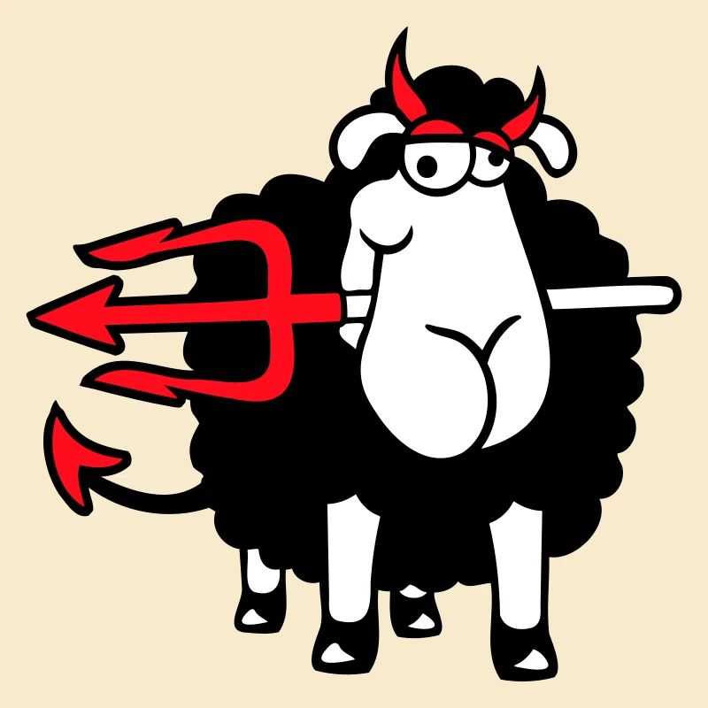 Sheep Devil Satan Hell Evil Trident Horns Cool