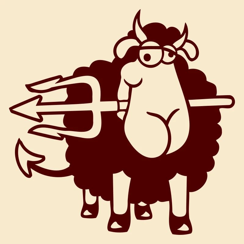 Mouton Diable Satan Enfer Mal Trident Cornes Cool