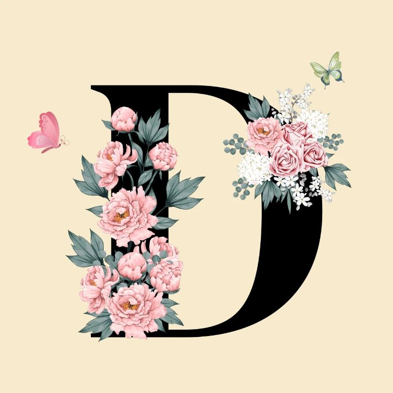 Lettre d fleurs rose