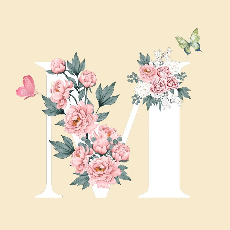 Buchstabe m rosa Blumen