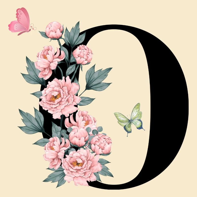 Lettre o fleurs rose