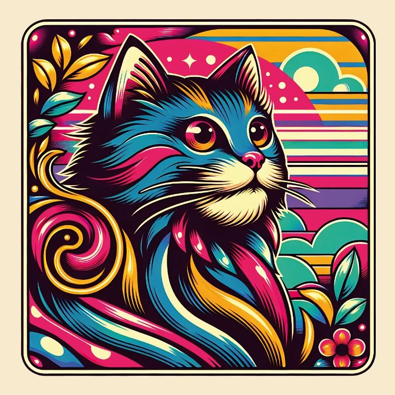 Buntes dekoratives Katzenportrait