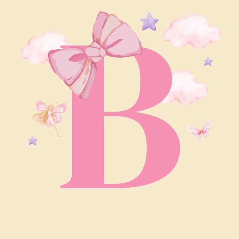 Letter b pink clouds