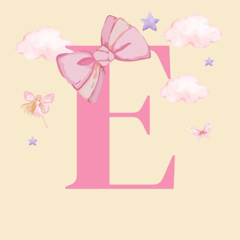 Letter e pink clouds