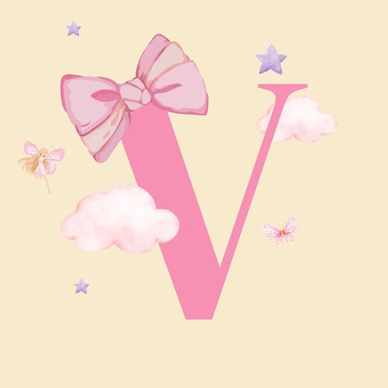 Letter v pink clouds
