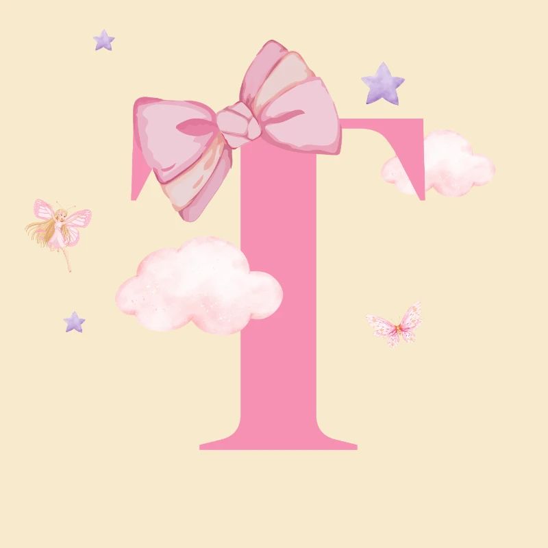 Buchstabe t Rosa Wolken