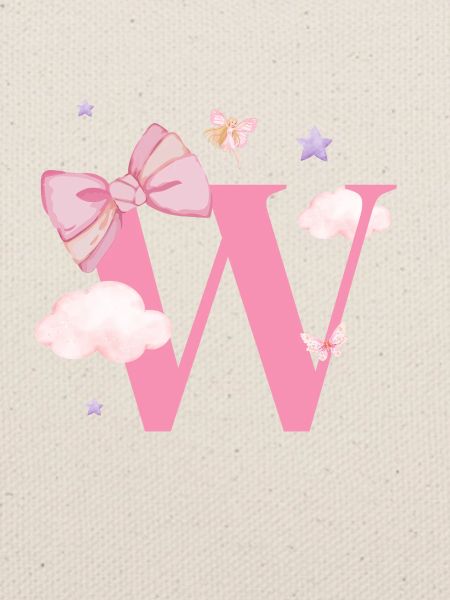 Buchstabe mit rosa Wolken