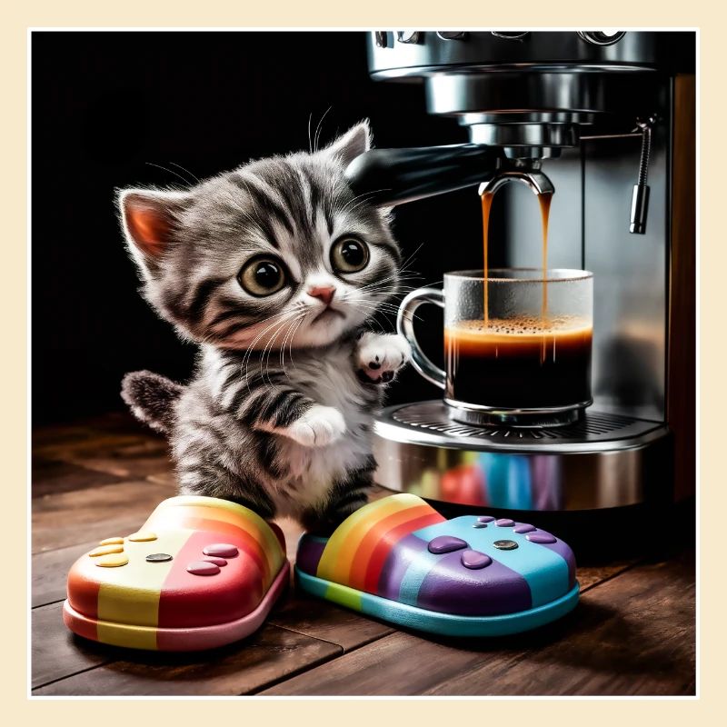 Le chat prend une pause-café