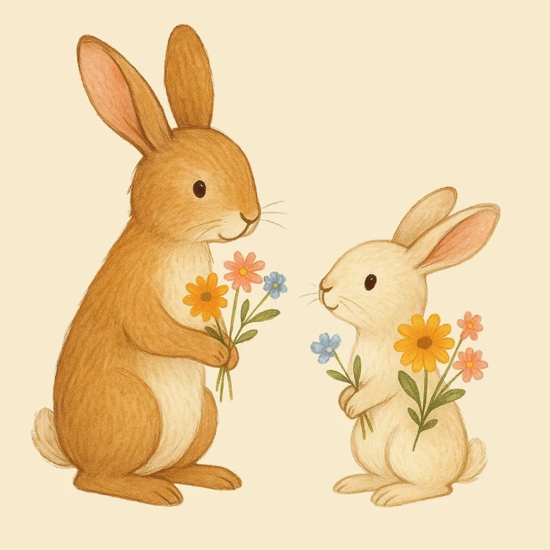 Hase mit Blumen