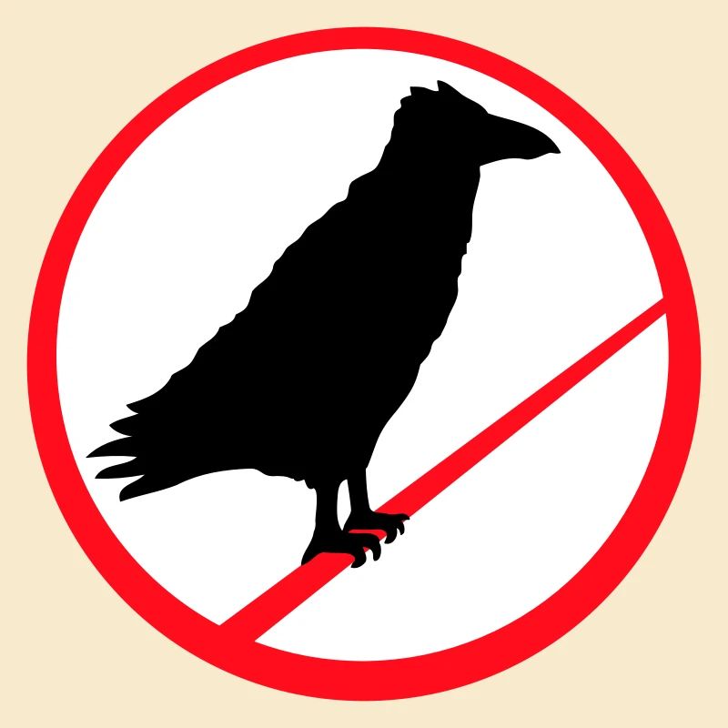 Raven Sitting Forbidden Rod Rope Sign Note