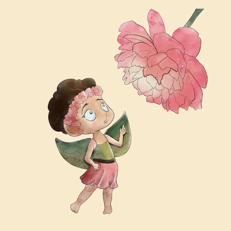 Magical fairy with peony