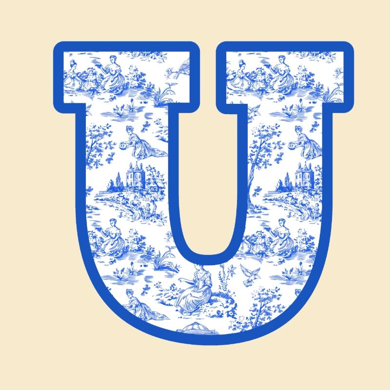 Blaue Chinoiserie u Buchstabe