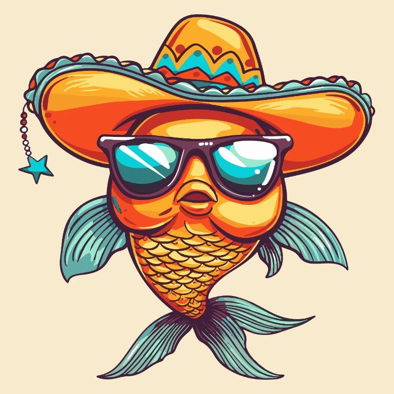 Goldfisch Comic Lustig Sombrero