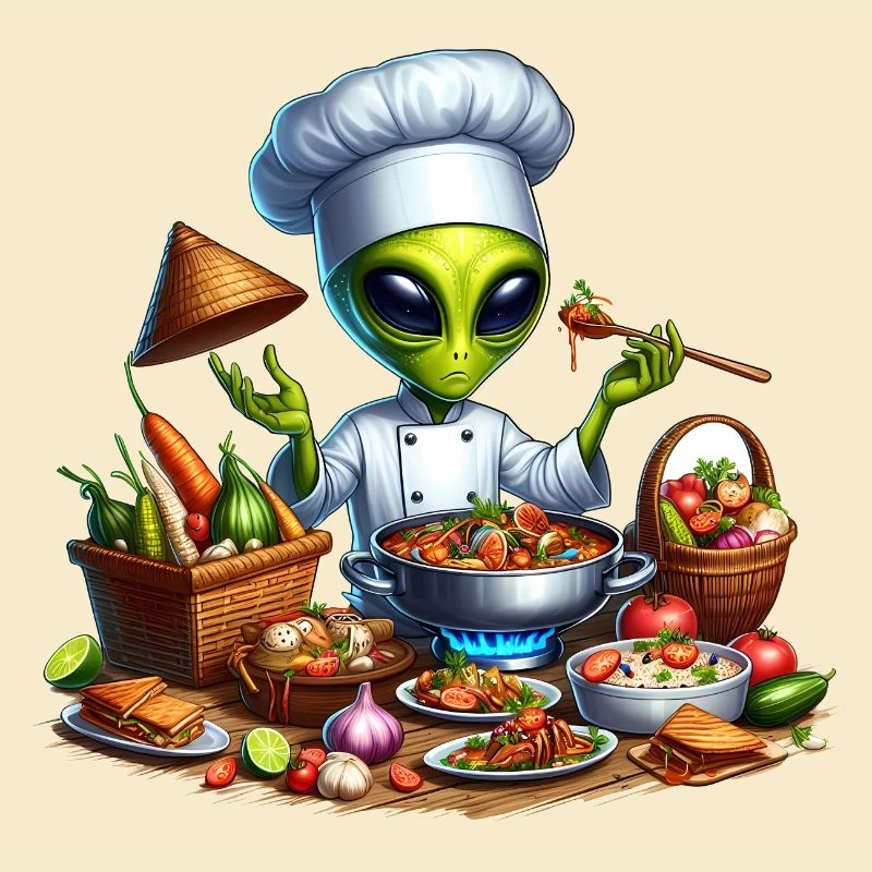 Alien am Kochen