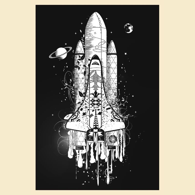 Fantasievolles Space Shuttle im Graffiti Stil