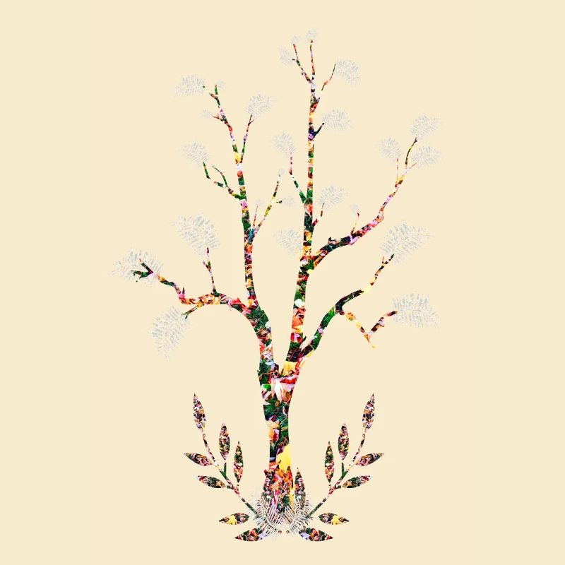 Flowering tree leaves white feathers