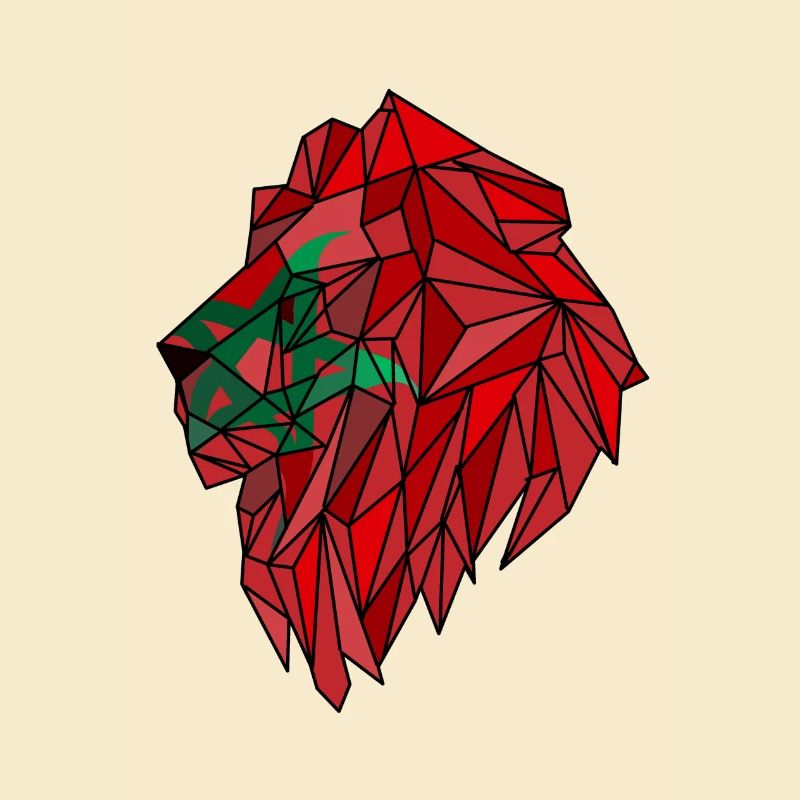 Flagge von Marokko Löwe Polygon