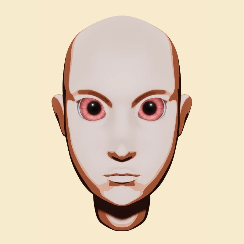 Kopf-Ilustration mit Anime-Augen