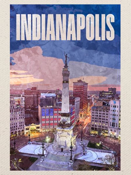 Indianapolis Skyline am Monument Circle