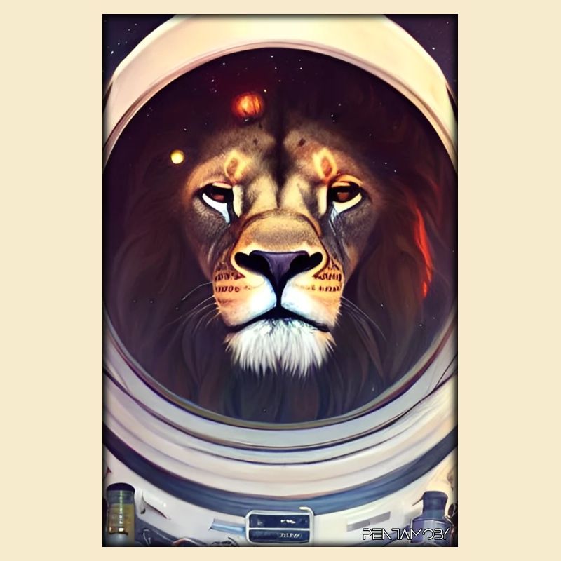 Leo Big Cat Astronaut Future Sci-Fi Technology