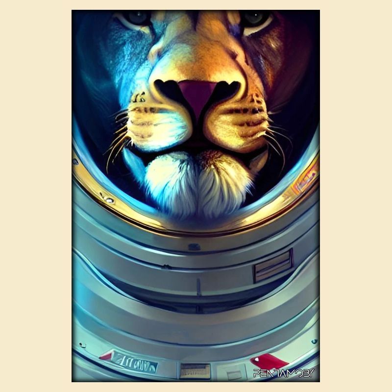 Leo Big Cat Astronaut Future Sci-Fi Technology