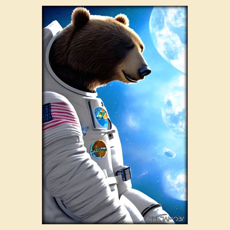 Bear Wildlife Astronaut Future Sci-Fi Technology