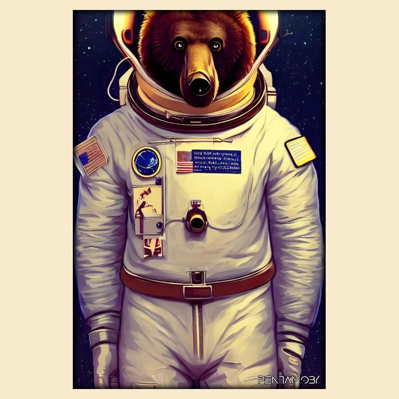 Bear Wildlife Astronaut Future Sci-Fi Technology